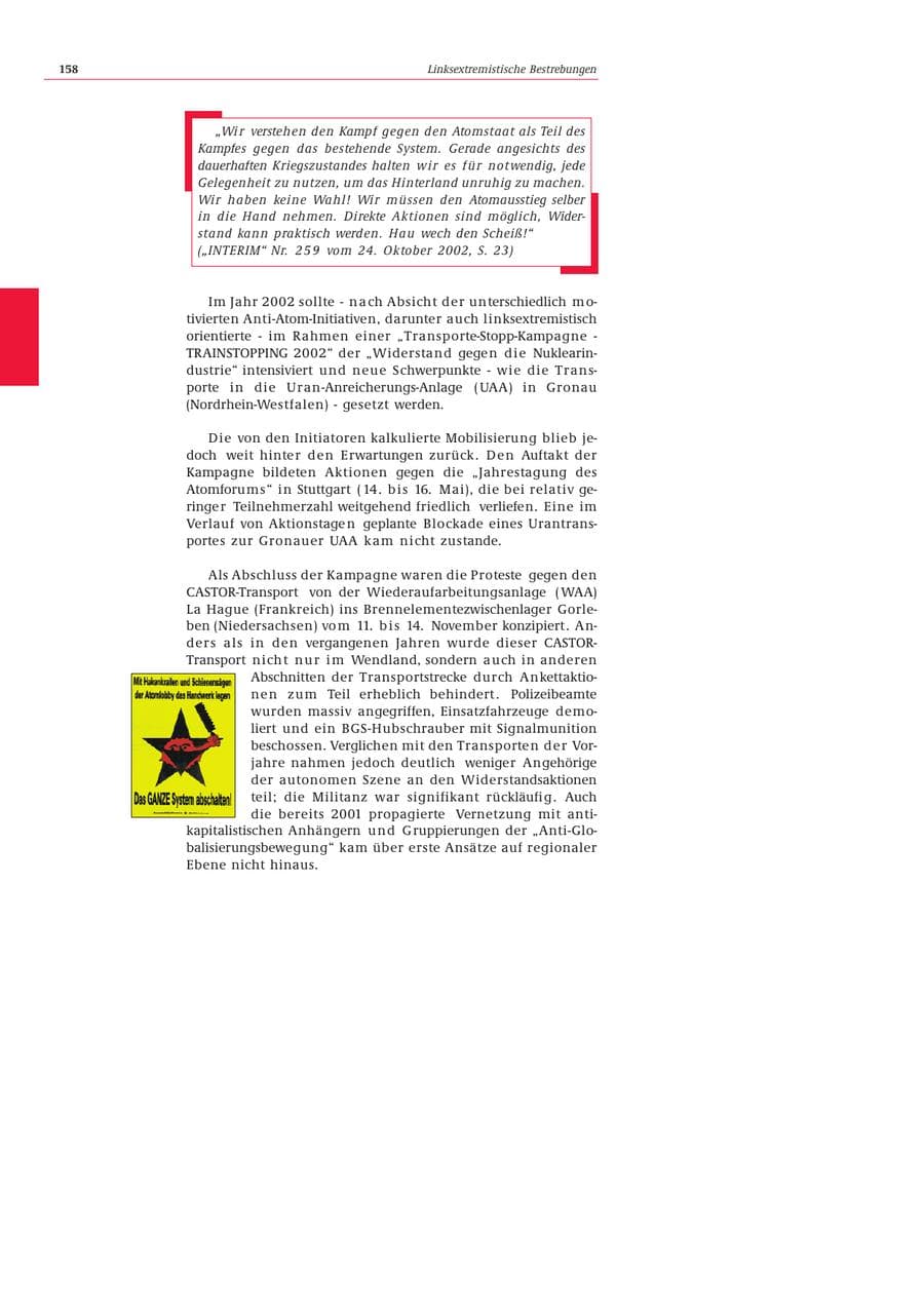 Seite 159 des Verfassungsschutzbericht 2002 Bund
