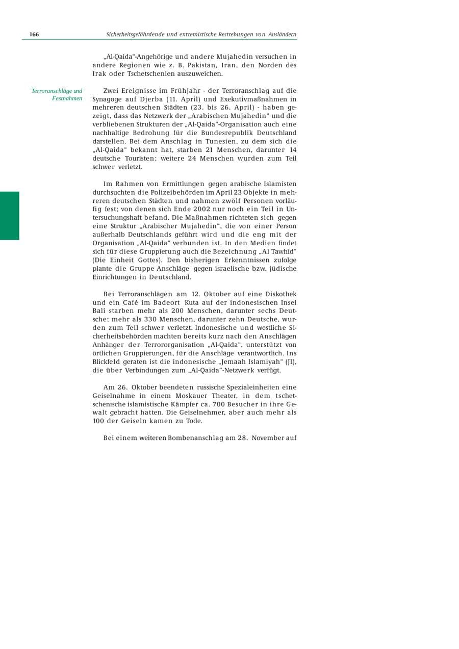 Seite 167 des Verfassungsschutzbericht 2002 Bund