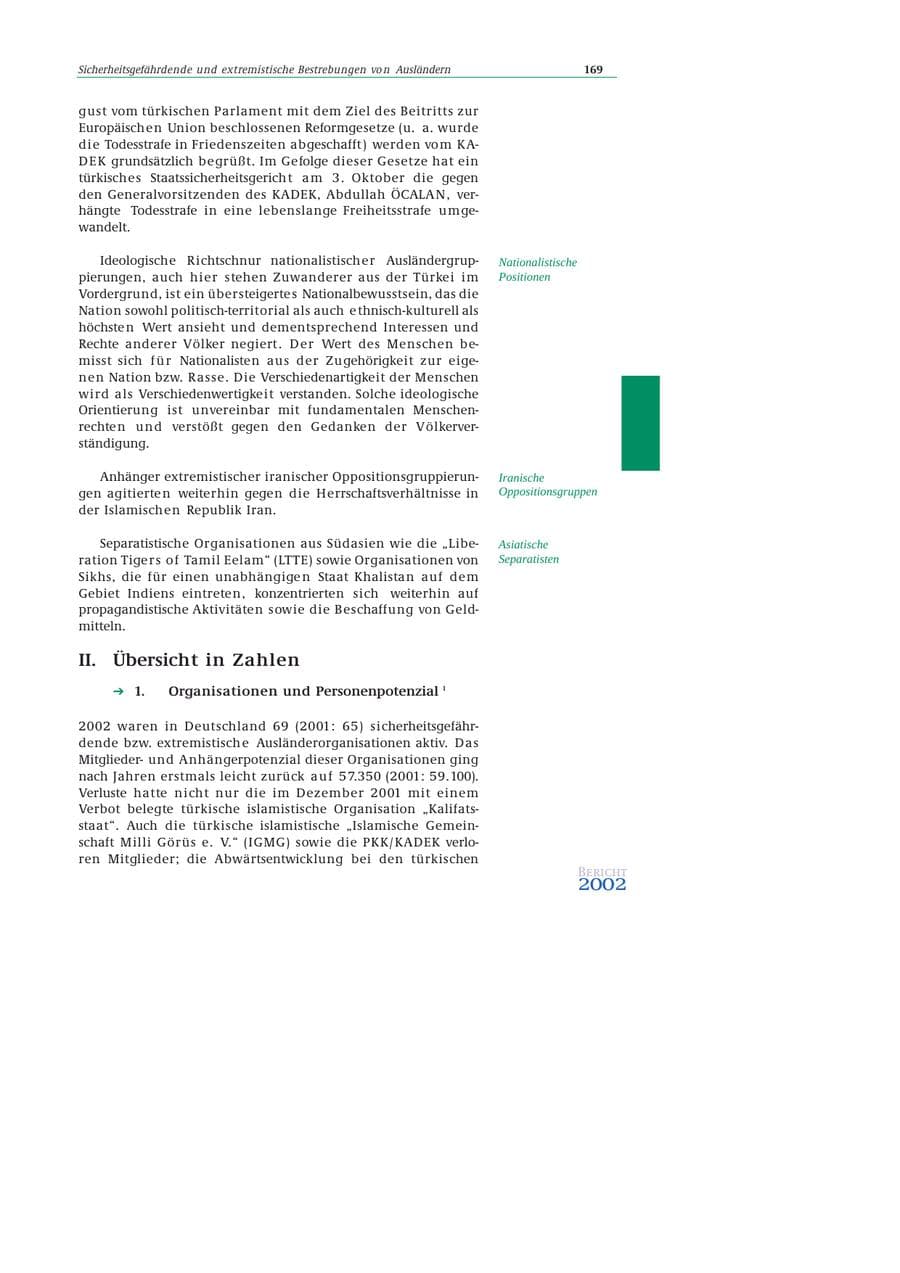 Seite 170 des Verfassungsschutzbericht 2002 Bund