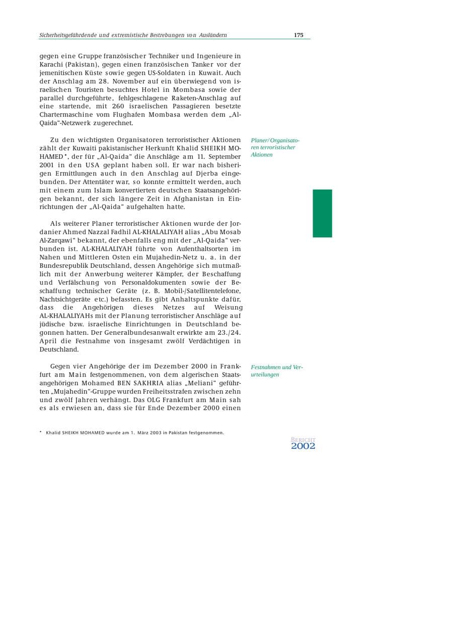 Seite 176 des Verfassungsschutzbericht 2002 Bund