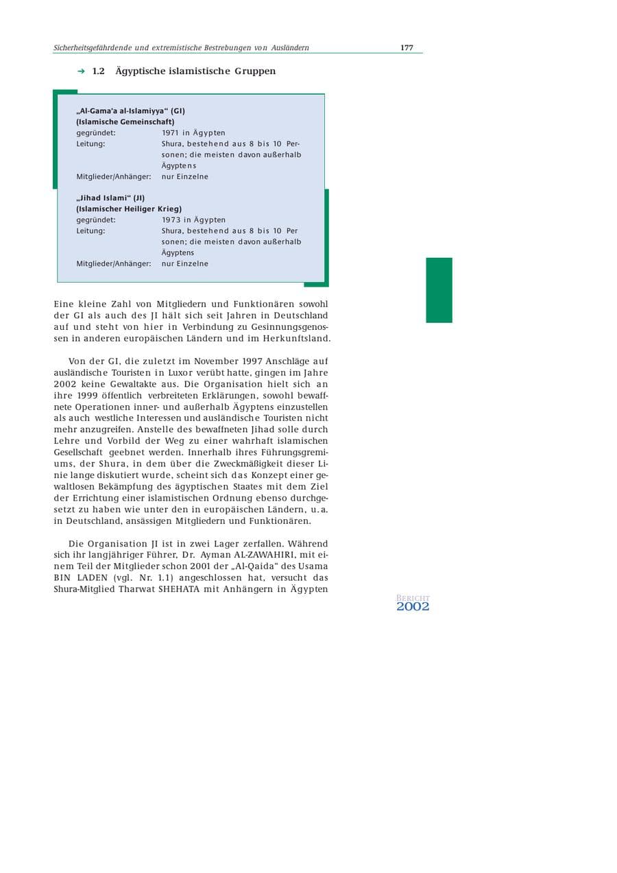 Seite 178 des Verfassungsschutzbericht 2002 Bund