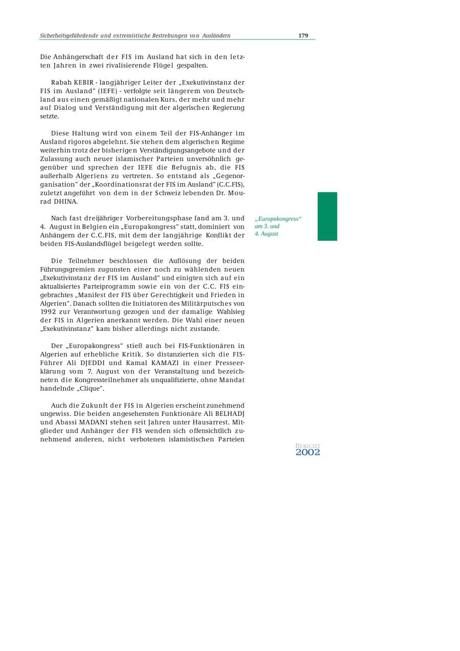 Seite 180 des Verfassungsschutzbericht 2002 Bund