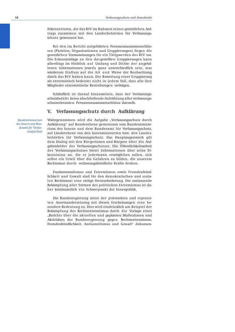 Seite 19 des Verfassungsschutzbericht 2002 Bund
