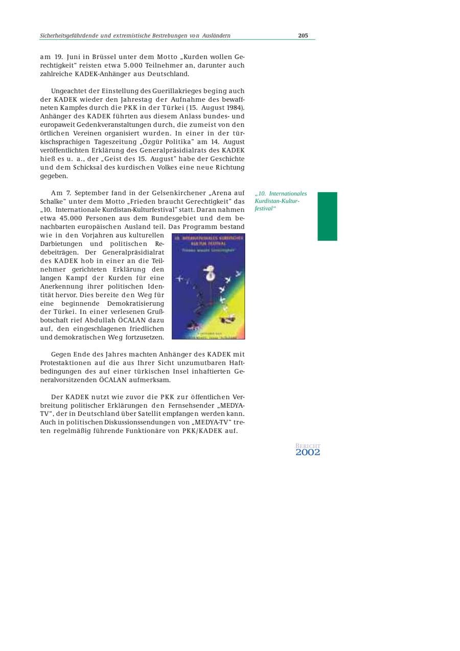 Seite 206 des Verfassungsschutzbericht 2002 Bund