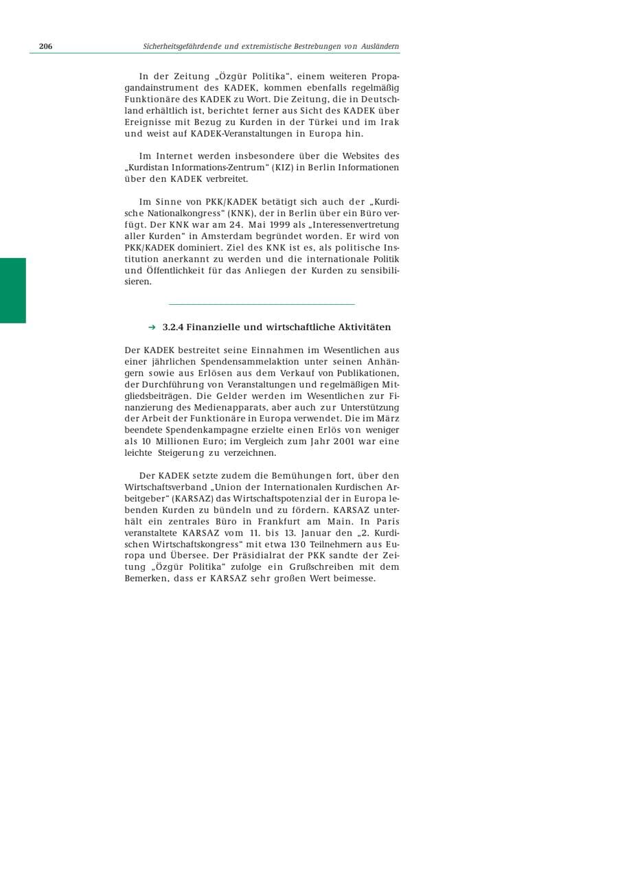 Seite 207 des Verfassungsschutzbericht 2002 Bund