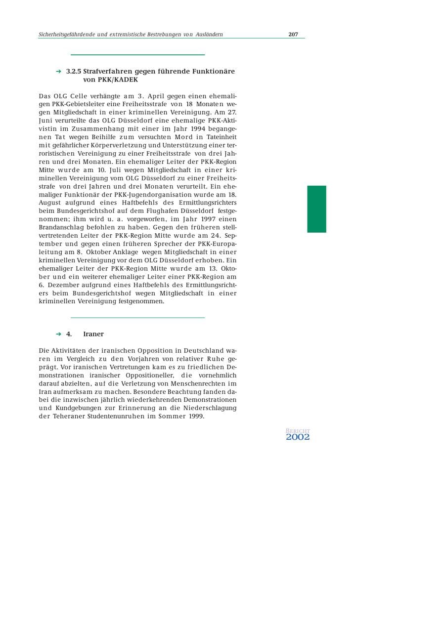 Seite 208 des Verfassungsschutzbericht 2002 Bund