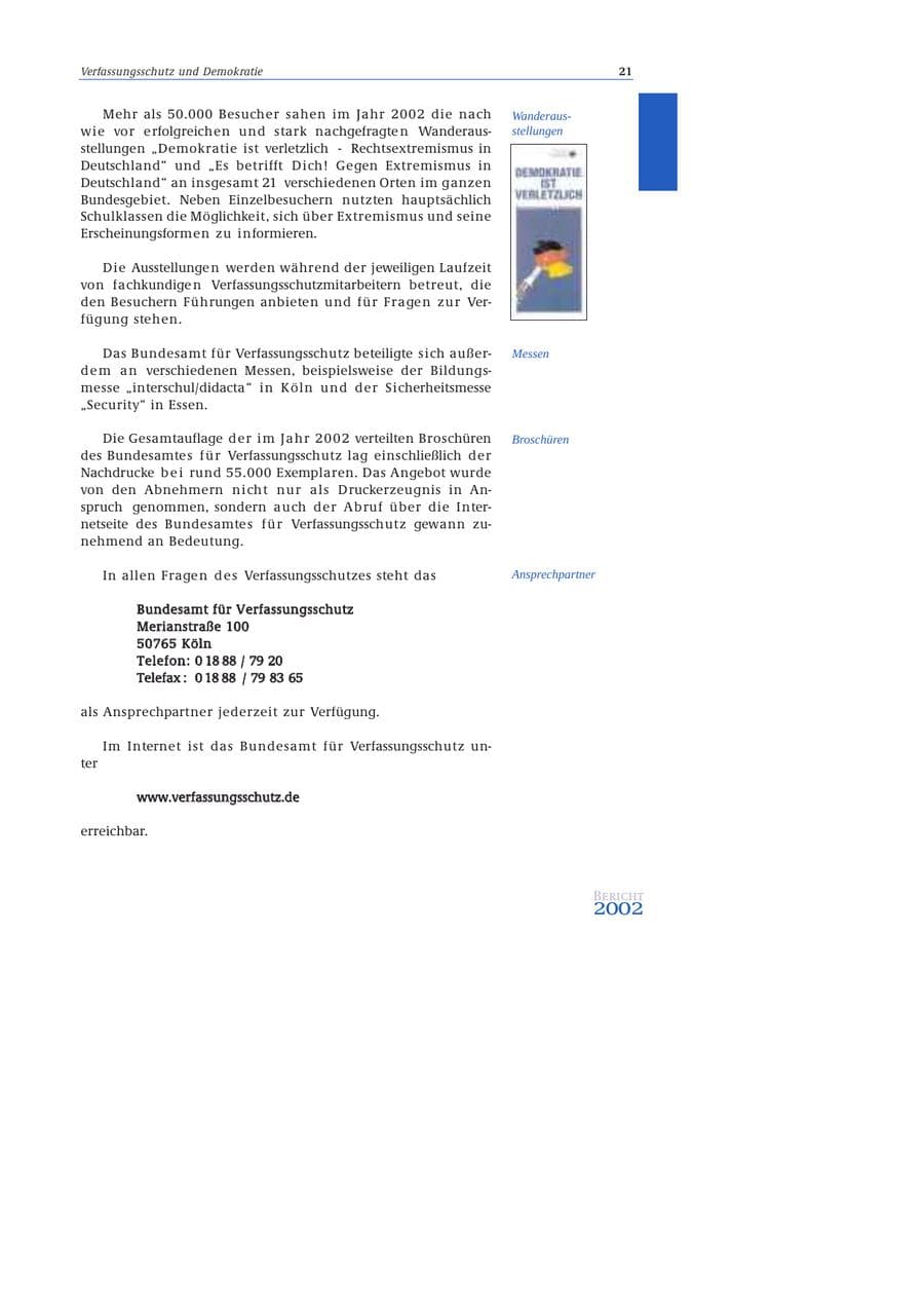 Seite 22 des Verfassungsschutzbericht 2002 Bund