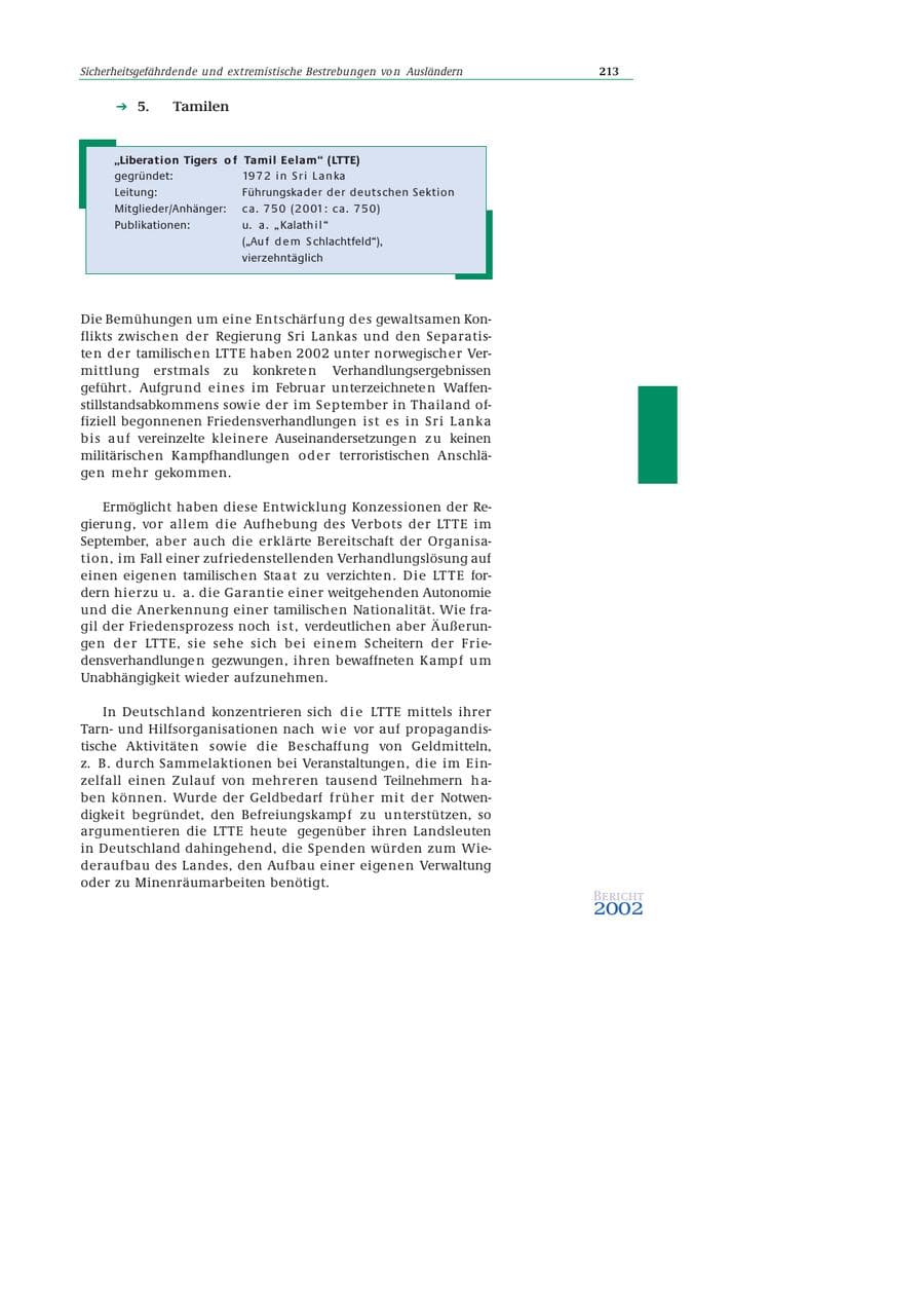 Seite 214 des Verfassungsschutzbericht 2002 Bund