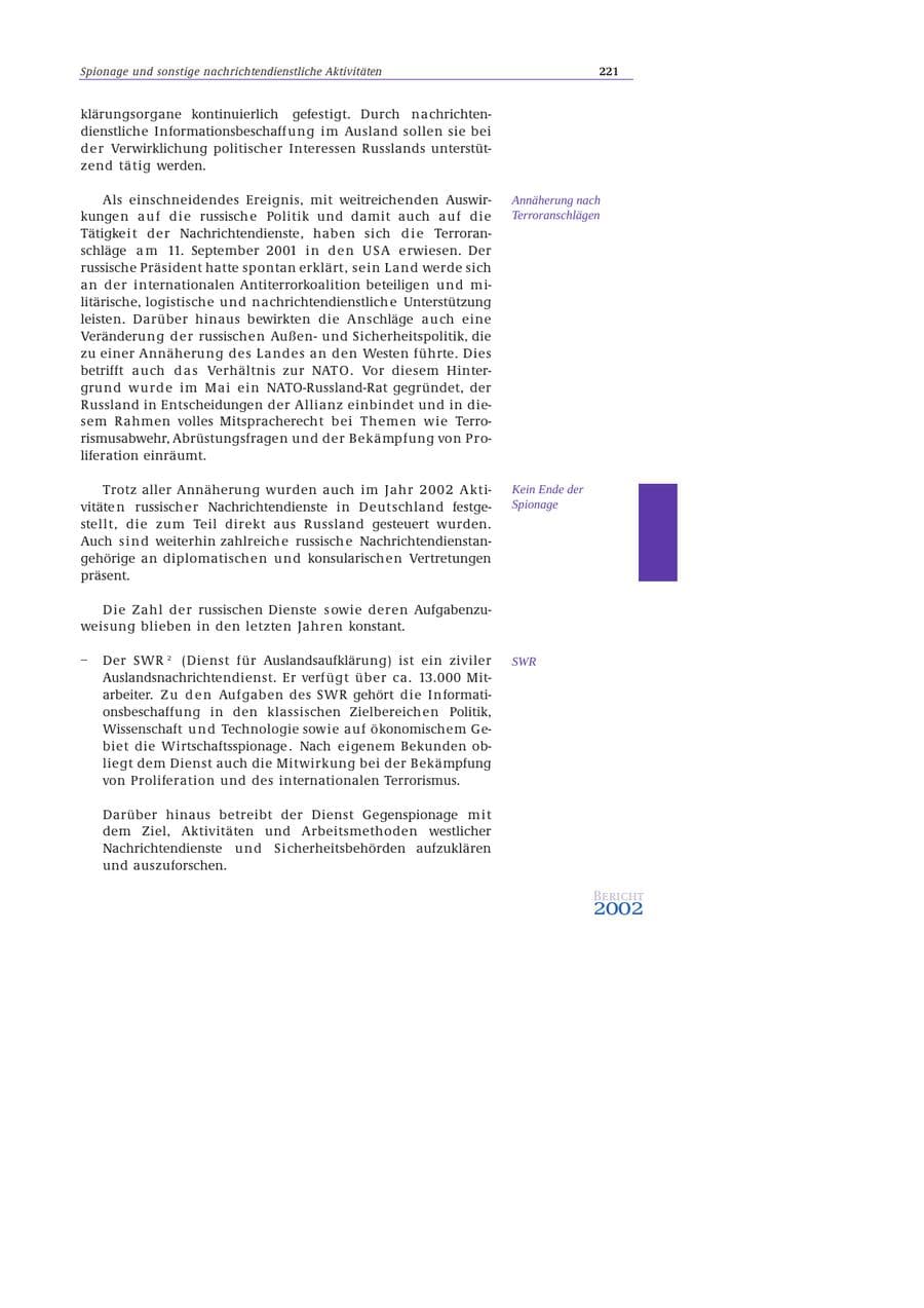 Seite 222 des Verfassungsschutzbericht 2002 Bund
