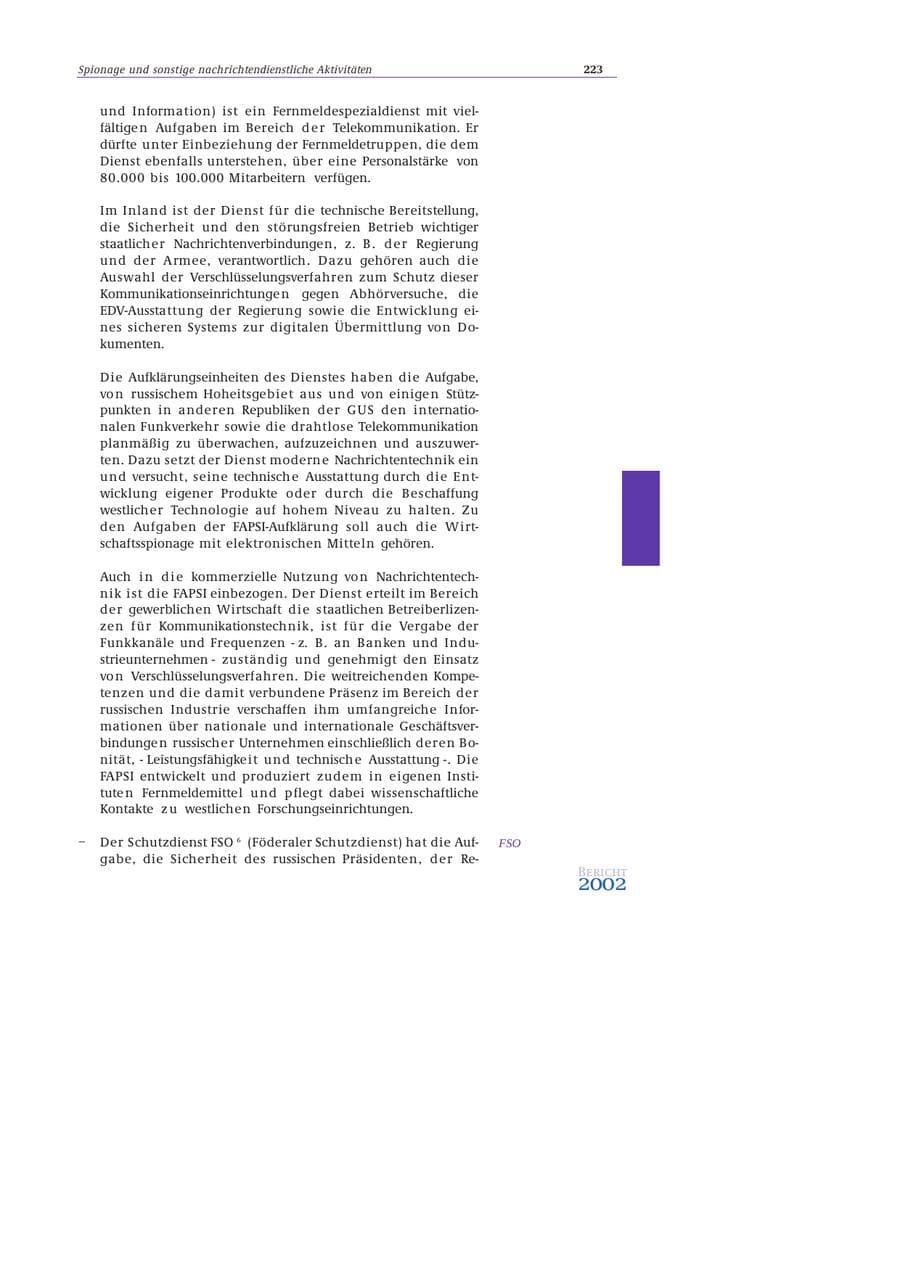 Seite 224 des Verfassungsschutzbericht 2002 Bund