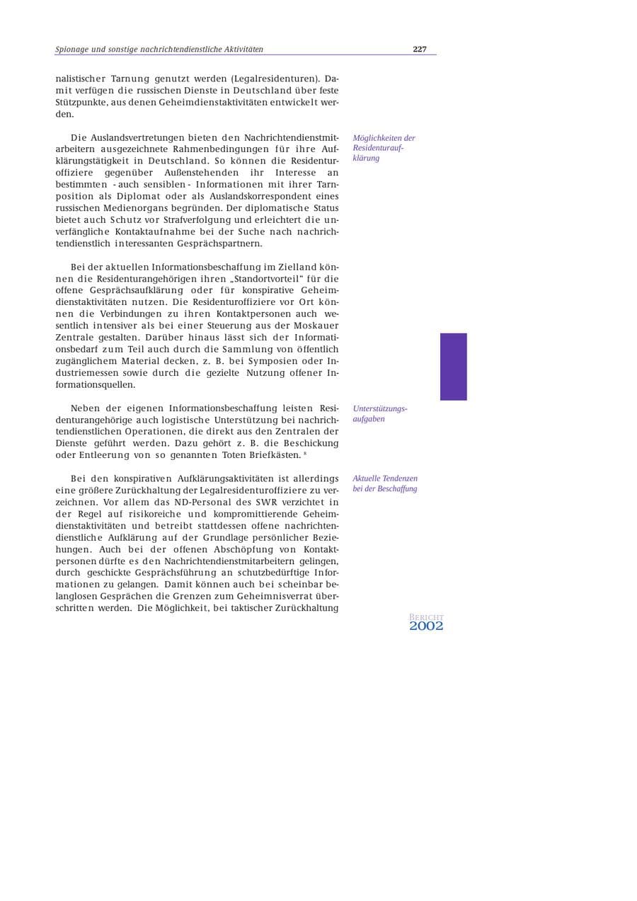 Seite 228 des Verfassungsschutzbericht 2002 Bund