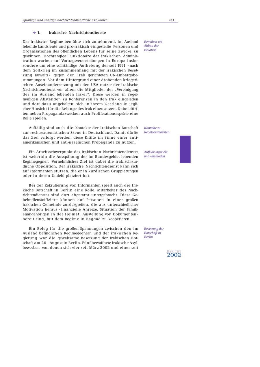 Seite 232 des Verfassungsschutzbericht 2002 Bund