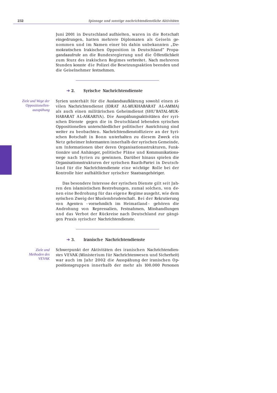 Seite 233 des Verfassungsschutzbericht 2002 Bund