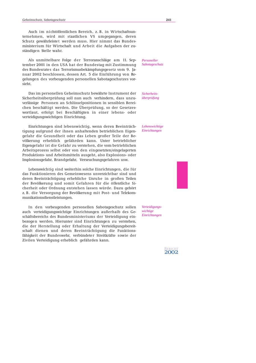 Seite 242 des Verfassungsschutzbericht 2002 Bund