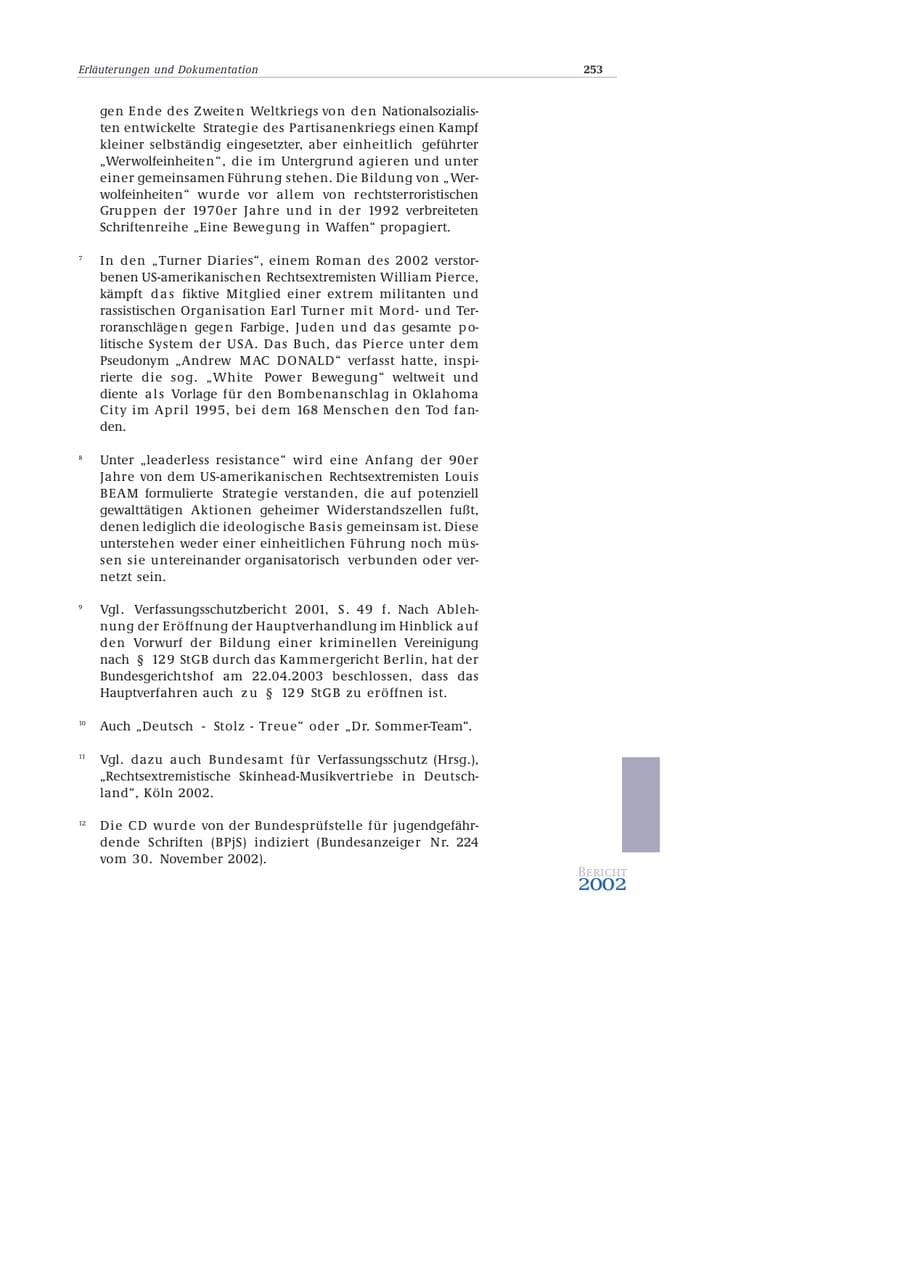 Seite 254 des Verfassungsschutzbericht 2002 Bund