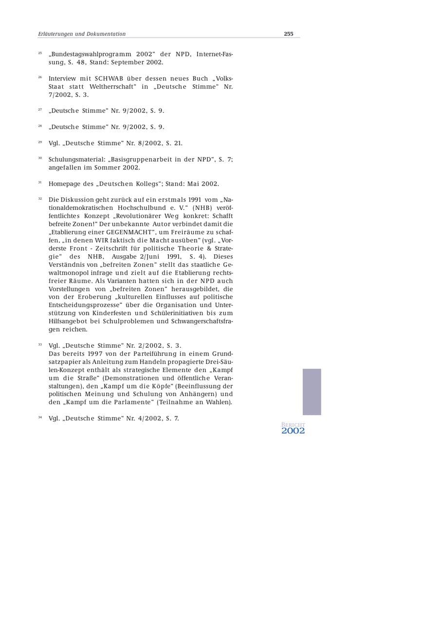 Seite 256 des Verfassungsschutzbericht 2002 Bund