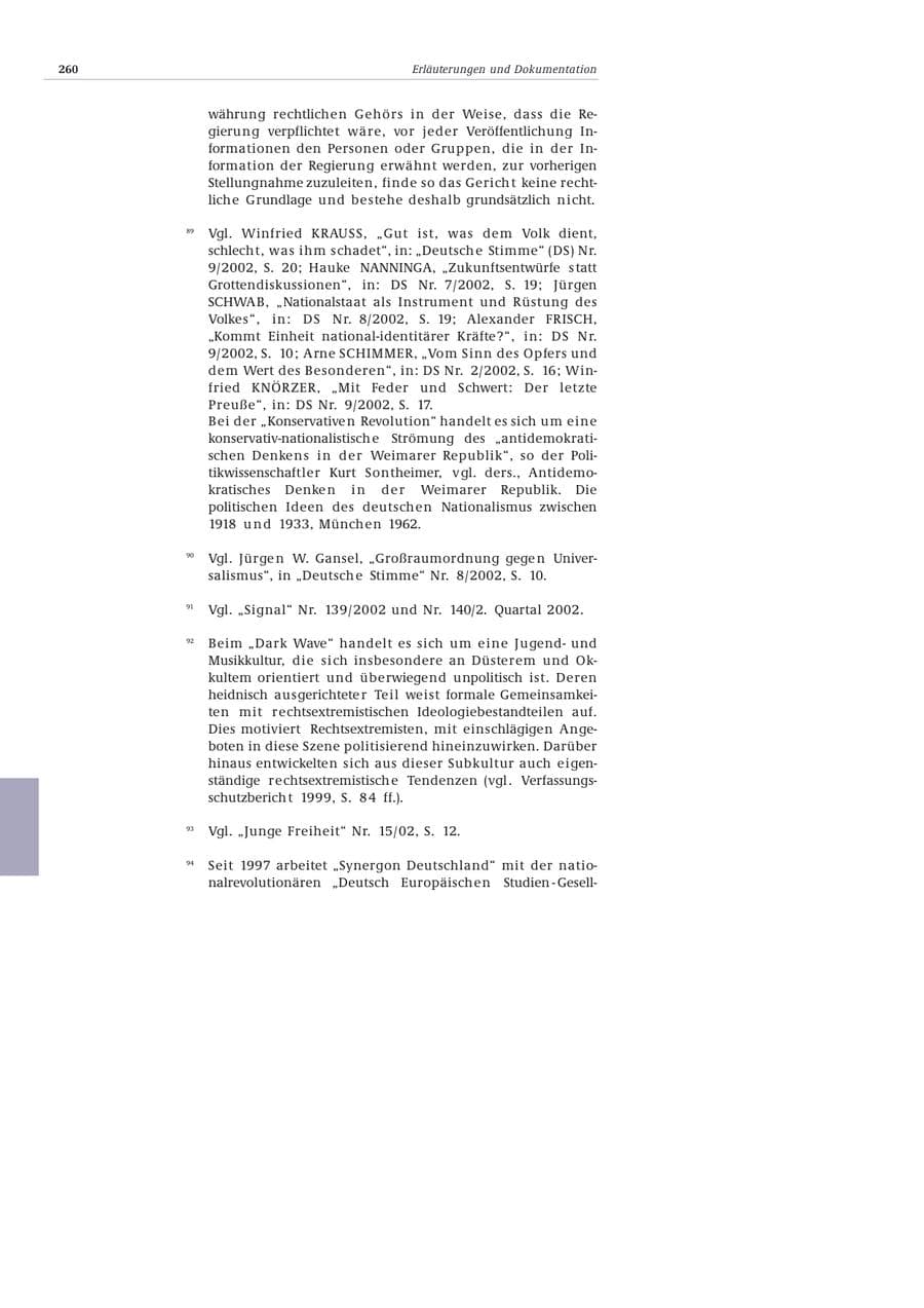 Seite 261 des Verfassungsschutzbericht 2002 Bund