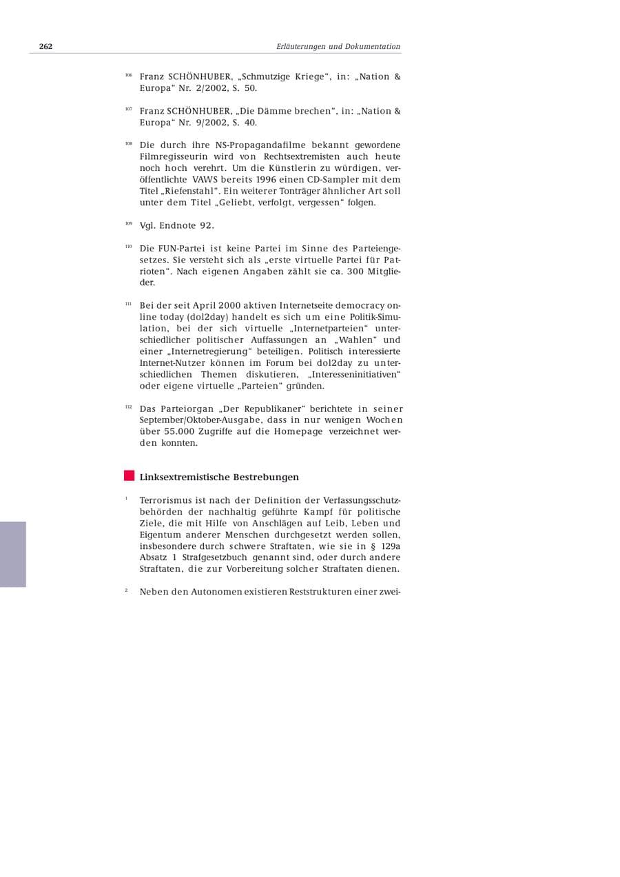 Seite 263 des Verfassungsschutzbericht 2002 Bund