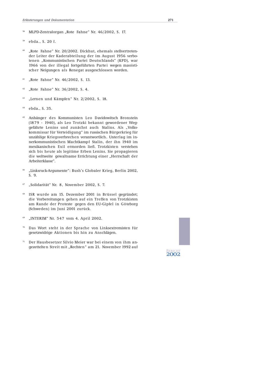 Seite 272 des Verfassungsschutzbericht 2002 Bund