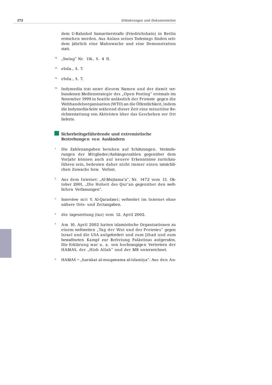 Seite 273 des Verfassungsschutzbericht 2002 Bund