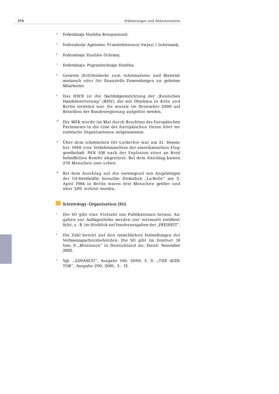 Seite 275 des Verfassungsschutzbericht 2002 Bund