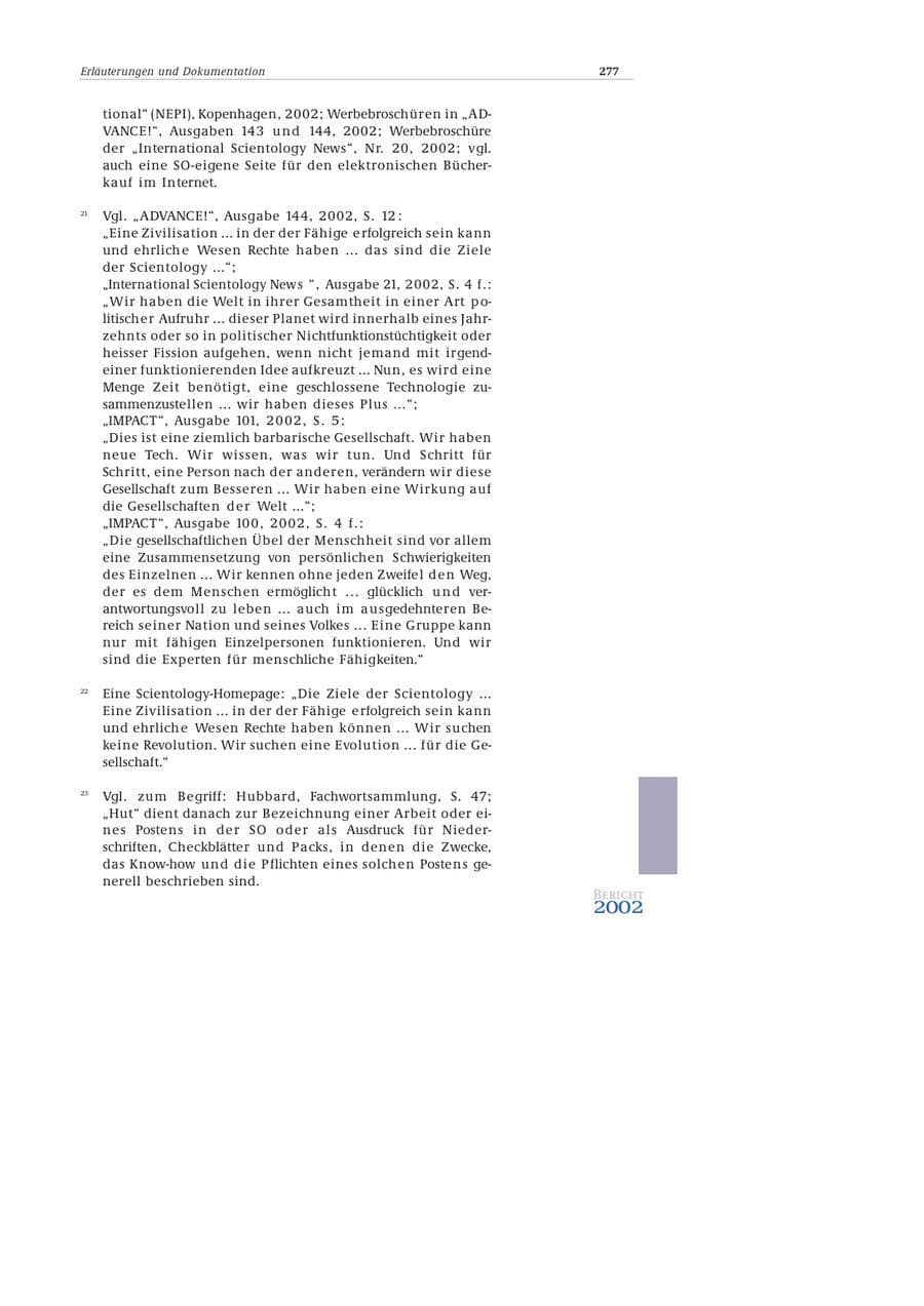 Seite 278 des Verfassungsschutzbericht 2002 Bund