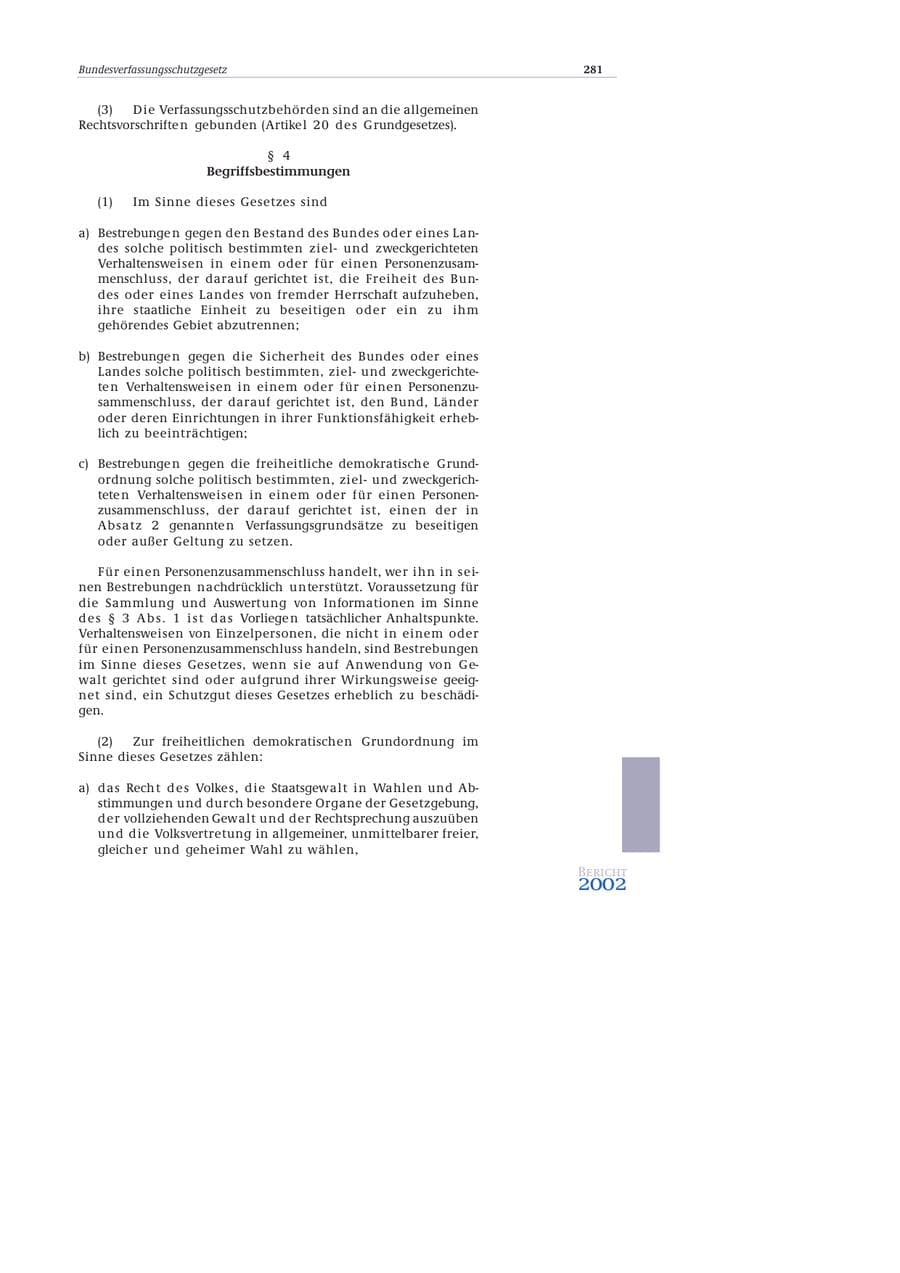 Seite 282 des Verfassungsschutzbericht 2002 Bund