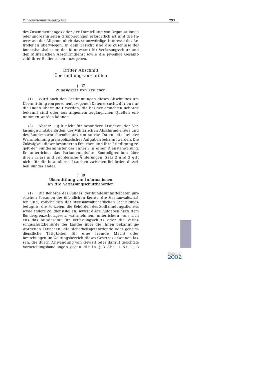 Seite 294 des Verfassungsschutzbericht 2002 Bund