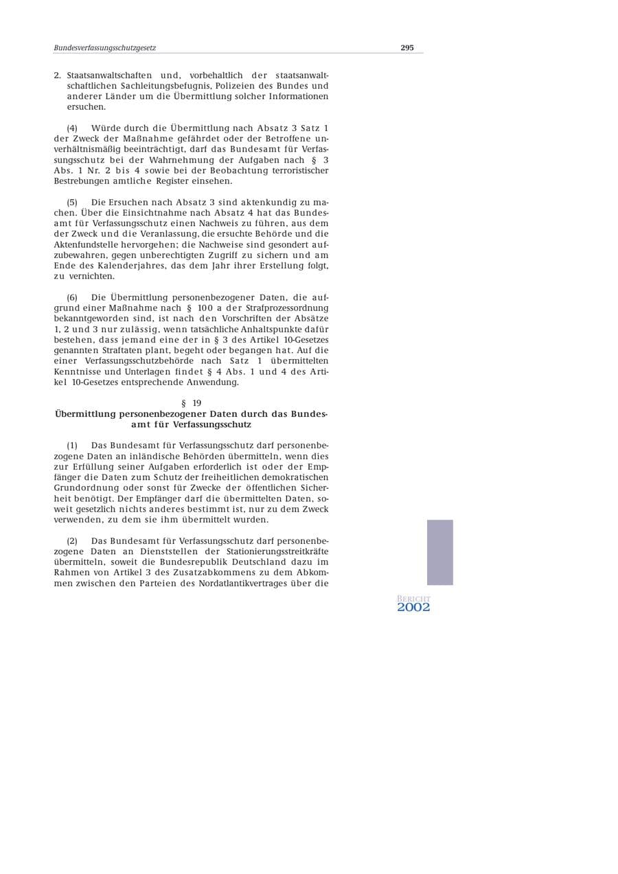 Seite 296 des Verfassungsschutzbericht 2002 Bund