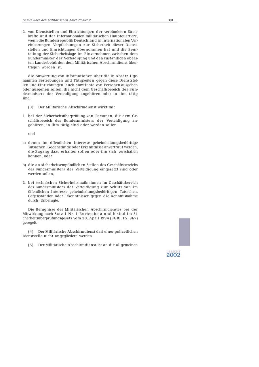 Seite 302 des Verfassungsschutzbericht 2002 Bund