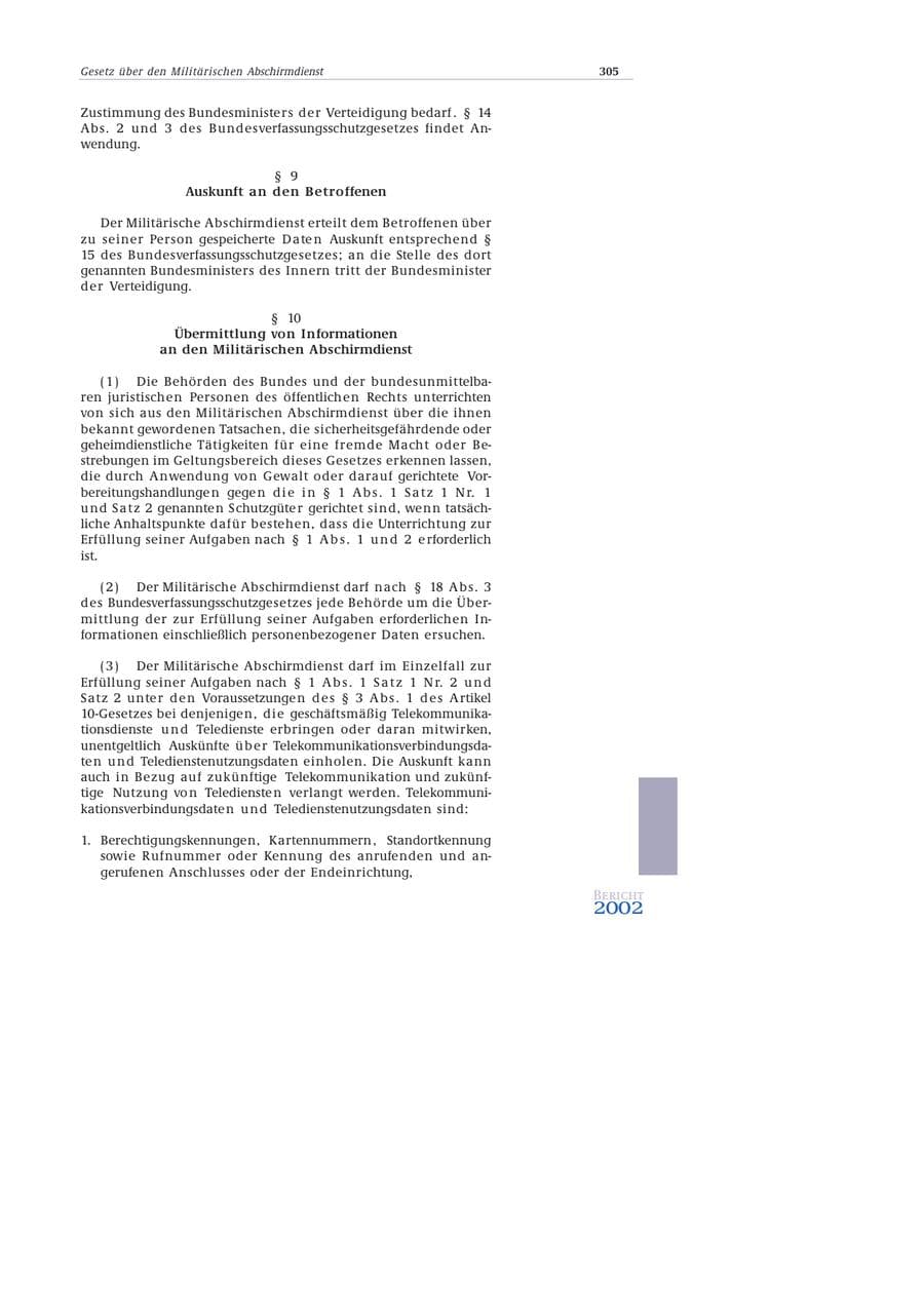Seite 306 des Verfassungsschutzbericht 2002 Bund