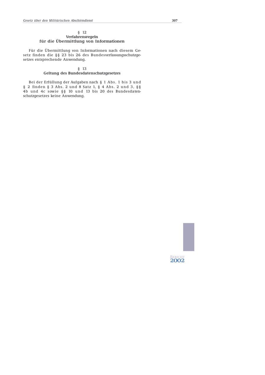 Seite 308 des Verfassungsschutzbericht 2002 Bund