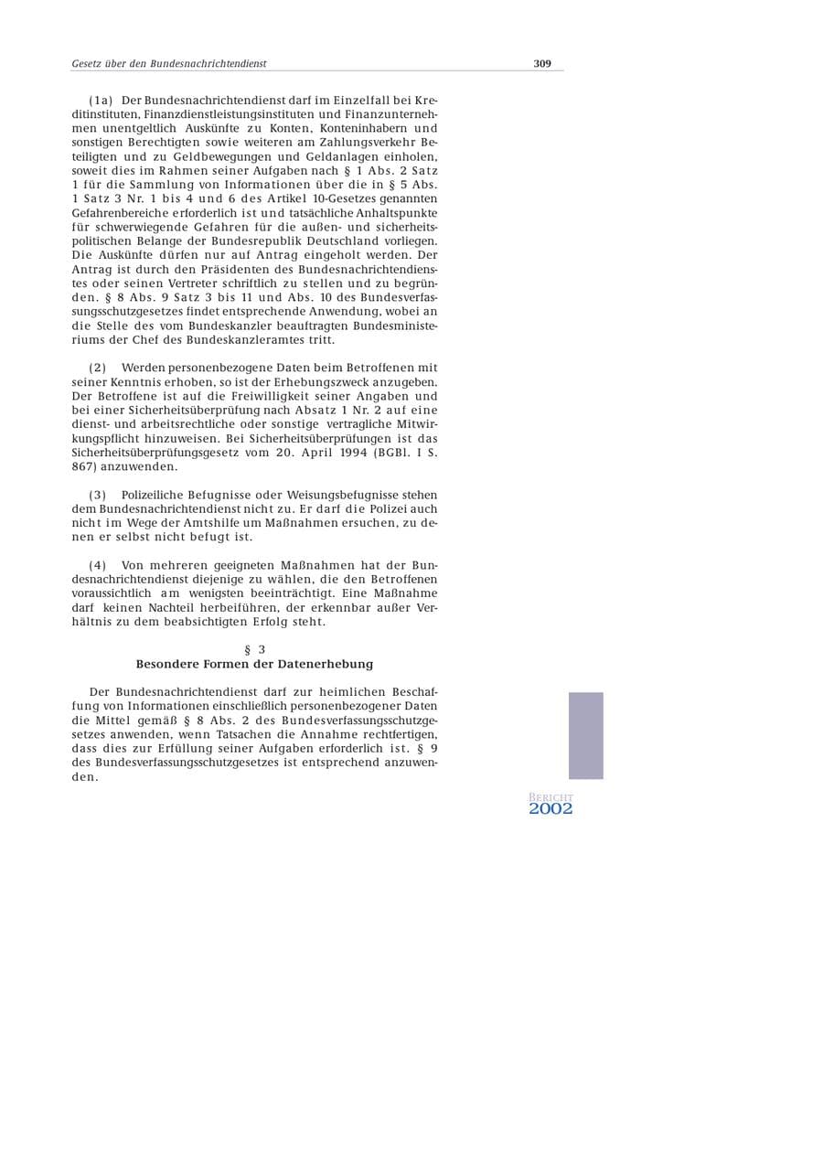 Seite 310 des Verfassungsschutzbericht 2002 Bund