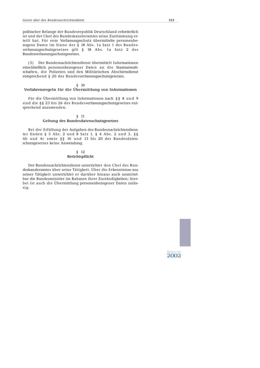 Seite 314 des Verfassungsschutzbericht 2002 Bund