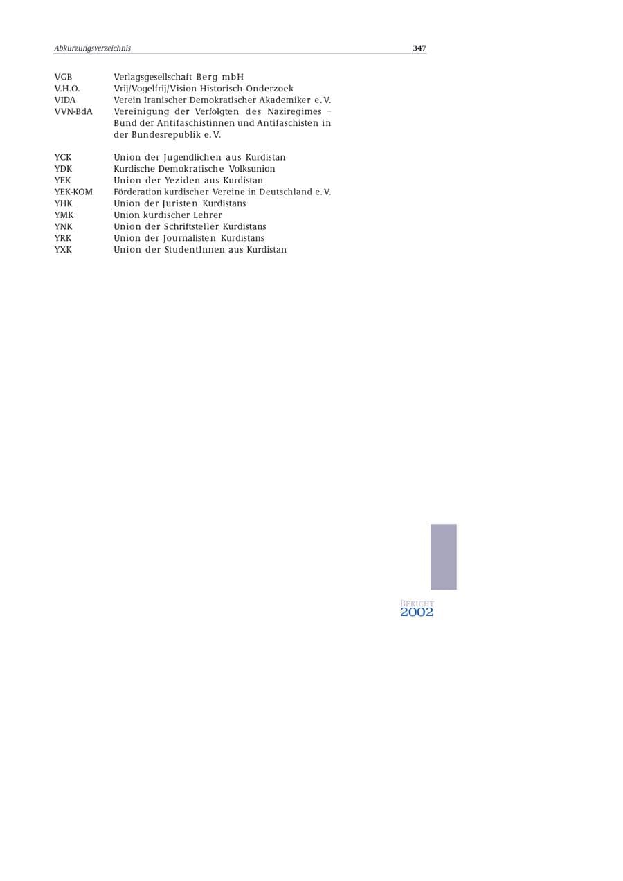 Seite 348 des Verfassungsschutzbericht 2002 Bund