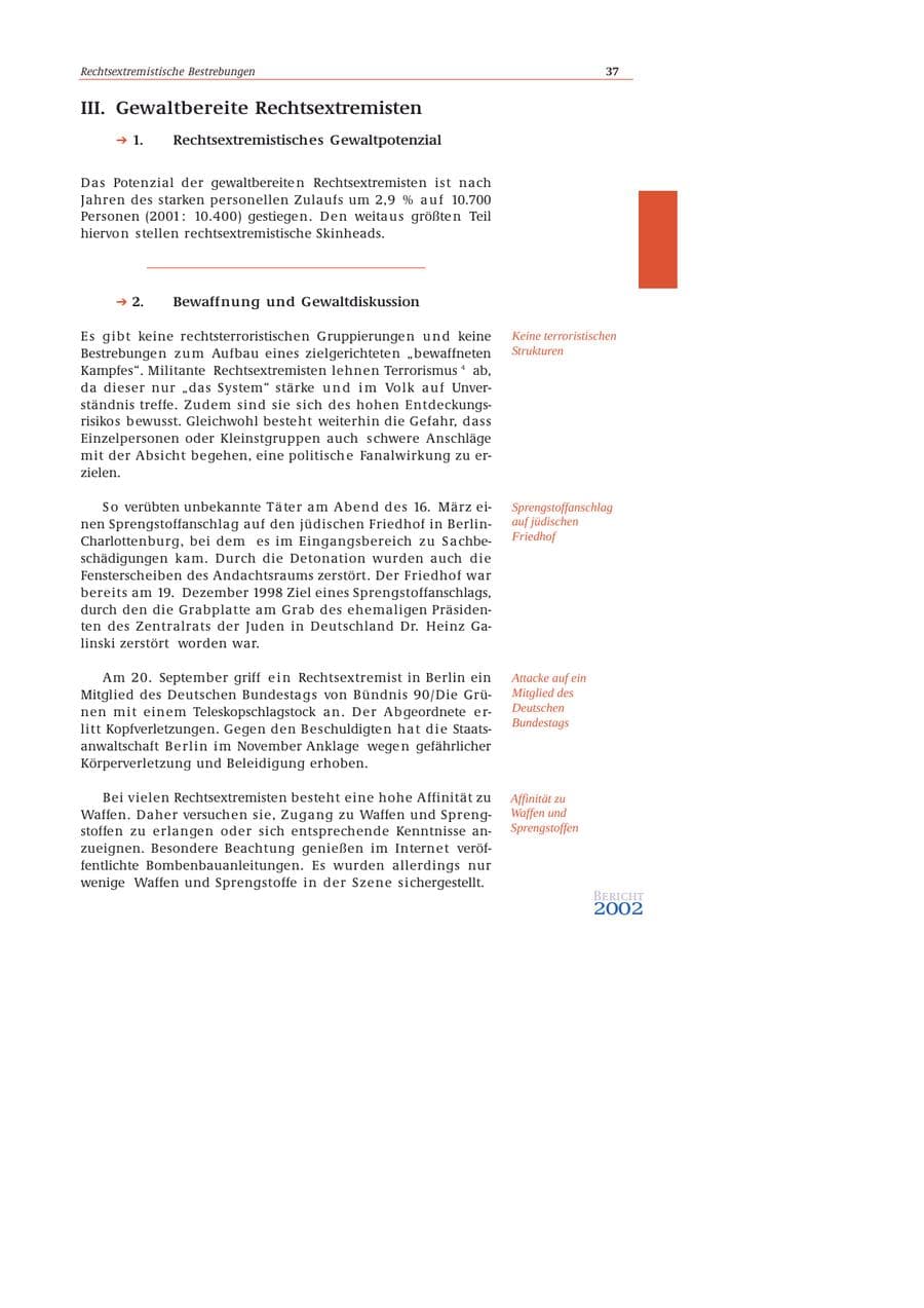Seite 38 des Verfassungsschutzbericht 2002 Bund