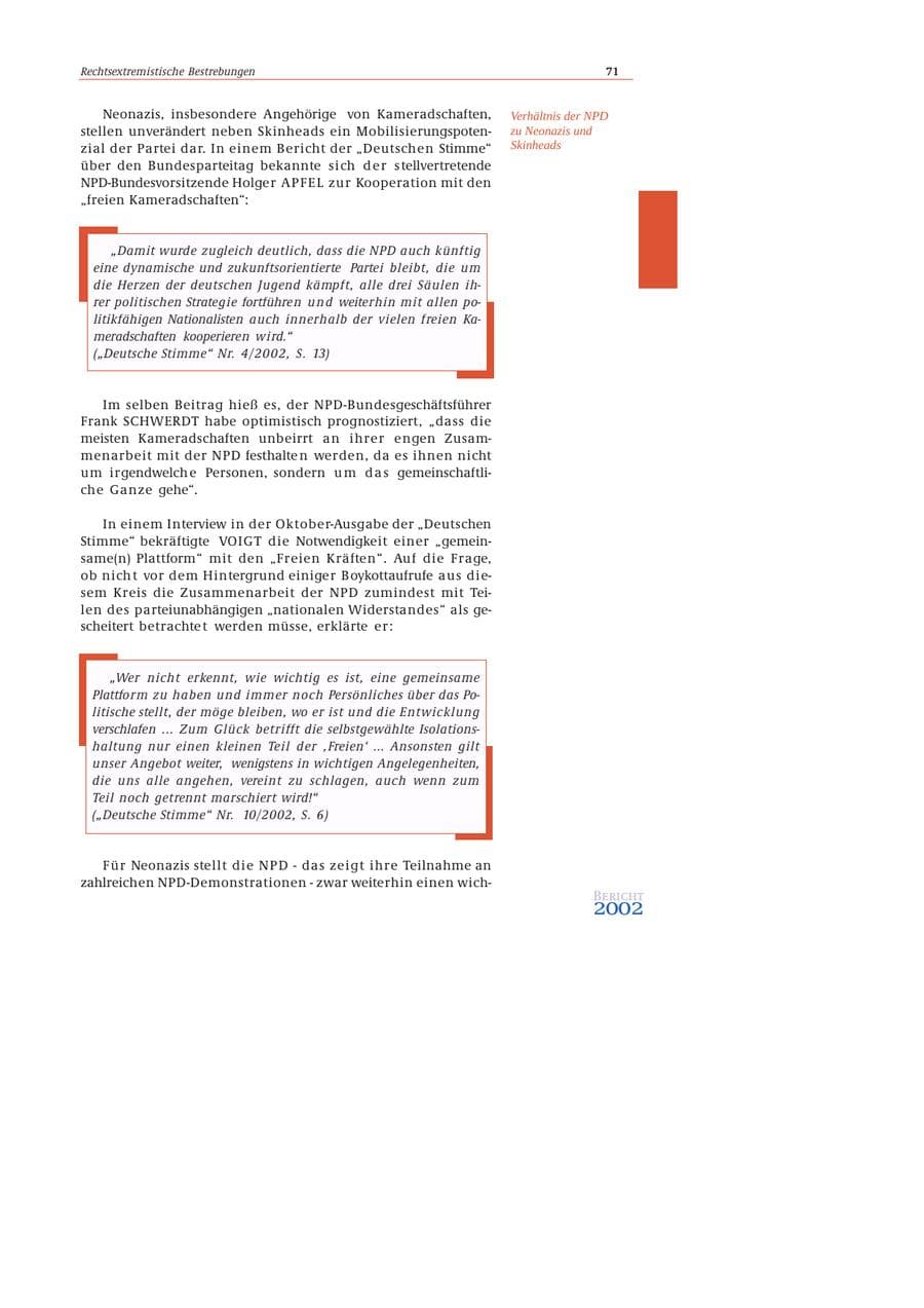 Seite 72 des Verfassungsschutzbericht 2002 Bund