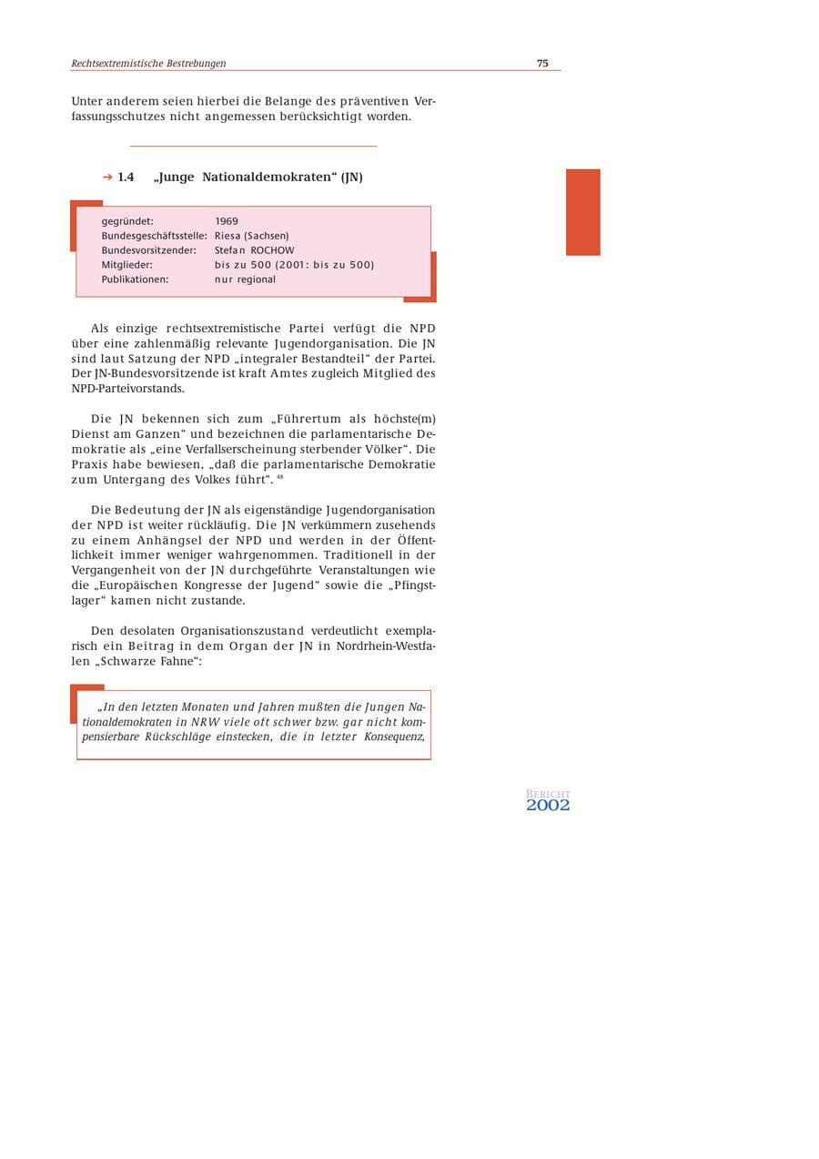 Seite 76 des Verfassungsschutzbericht 2002 Bund