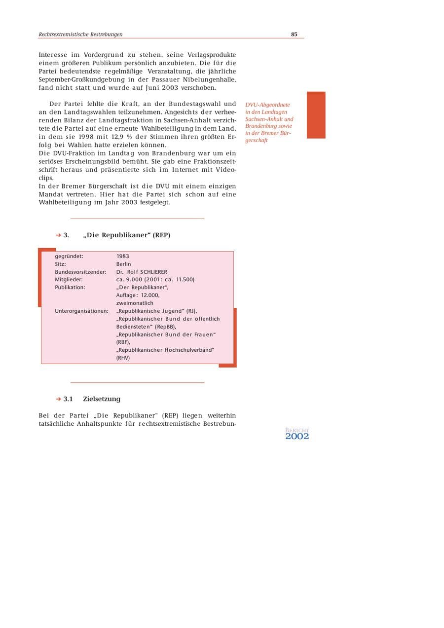 Seite 86 des Verfassungsschutzbericht 2002 Bund
