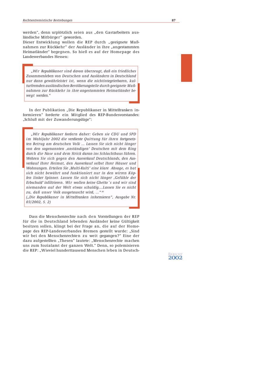 Seite 88 des Verfassungsschutzbericht 2002 Bund