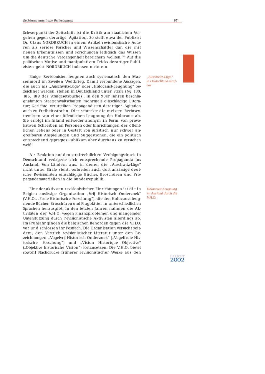Seite 98 des Verfassungsschutzbericht 2002 Bund