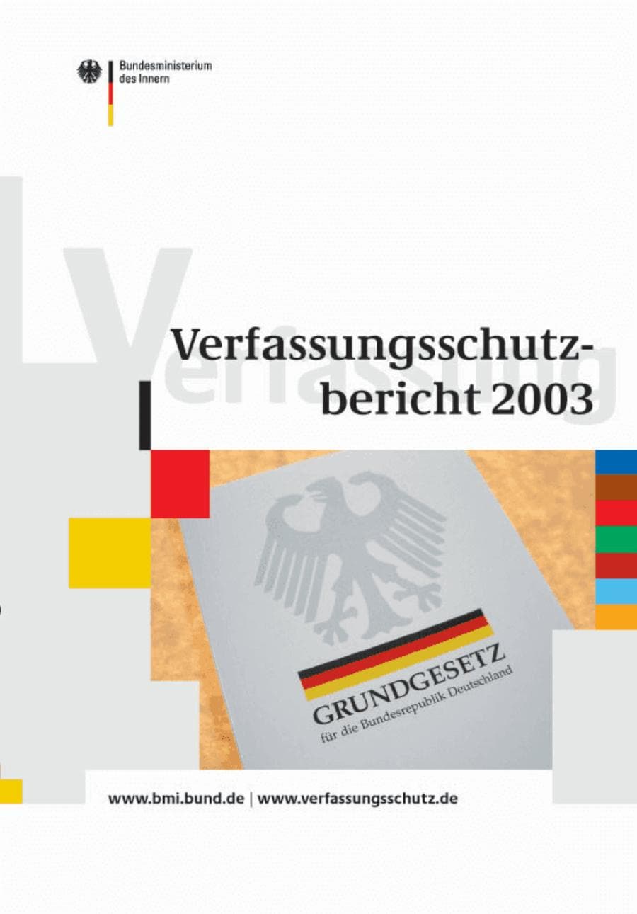 Seite 1 des Verfassungsschutzbericht 2003 Bund