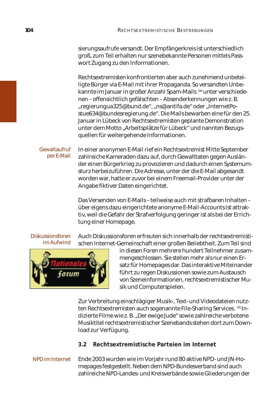 Seite 105 des Verfassungsschutzbericht 2003 Bund