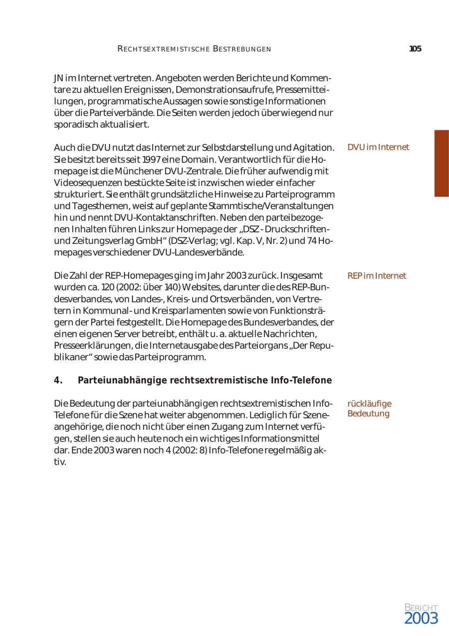 Seite 106 des Verfassungsschutzbericht 2003 Bund