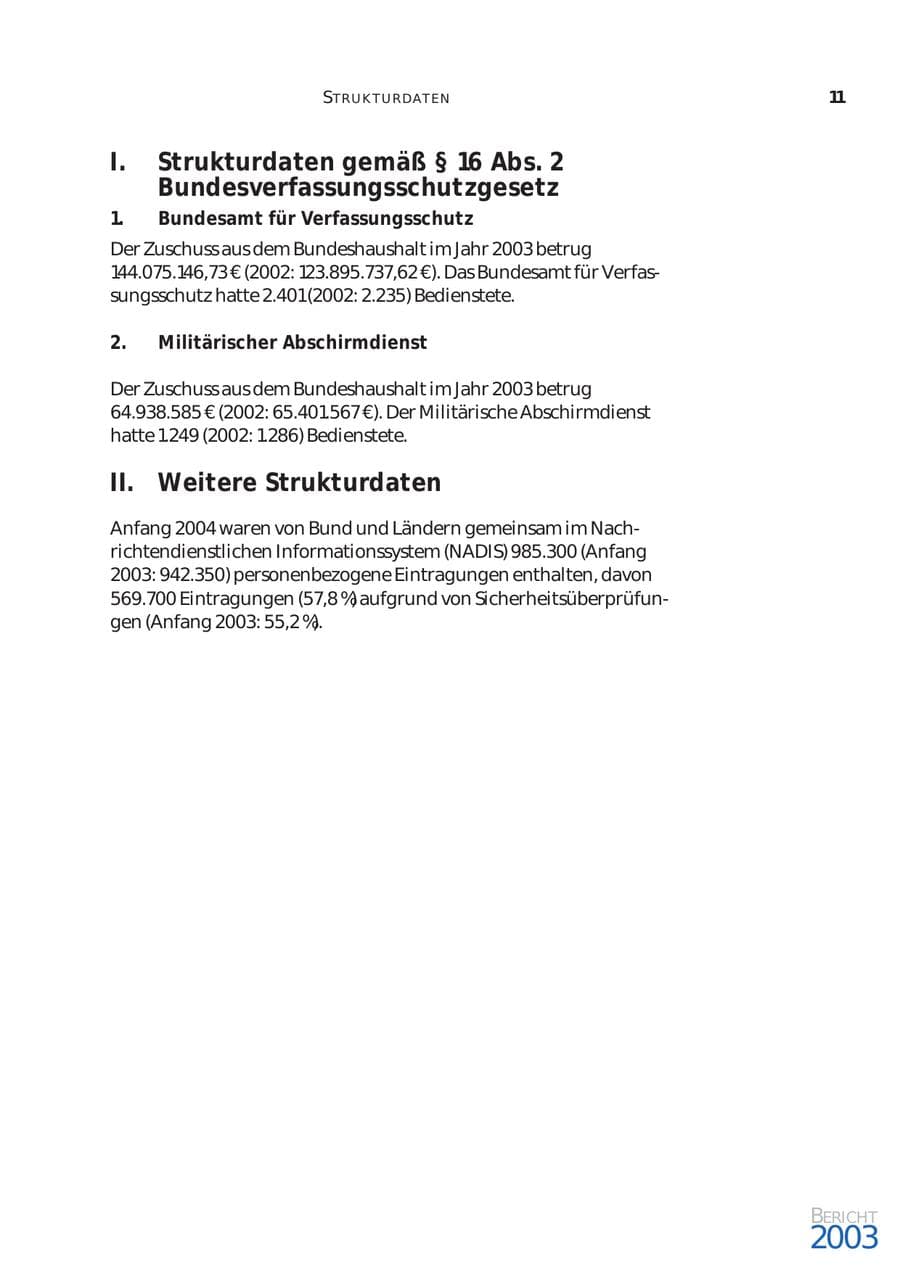 Seite 12 des Verfassungsschutzbericht 2003 Bund