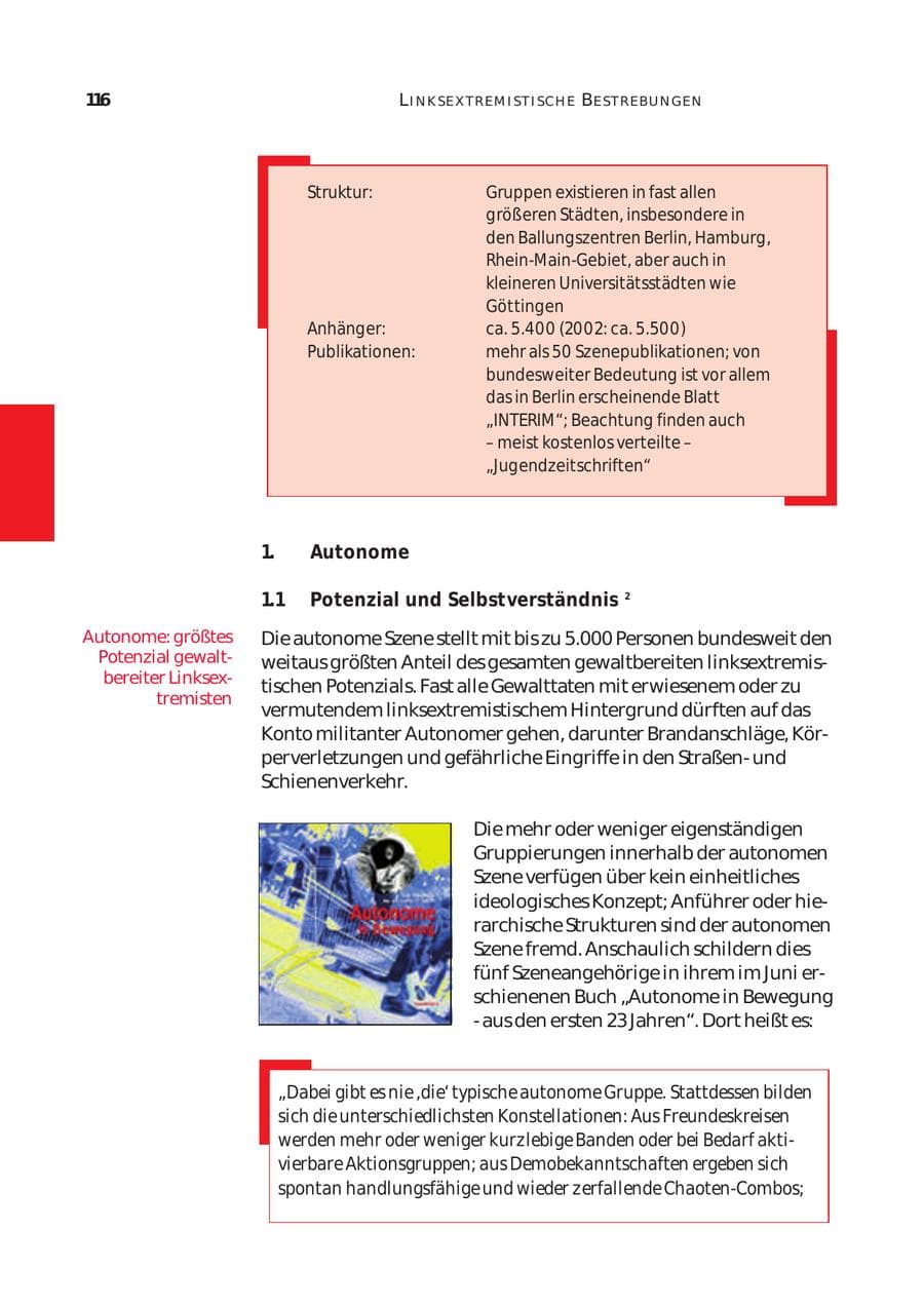 Seite 117 des Verfassungsschutzbericht 2003 Bund