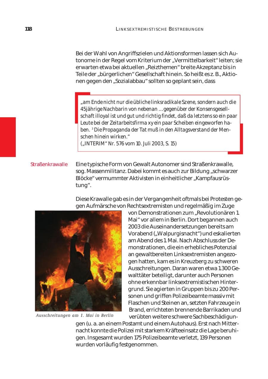Seite 119 des Verfassungsschutzbericht 2003 Bund