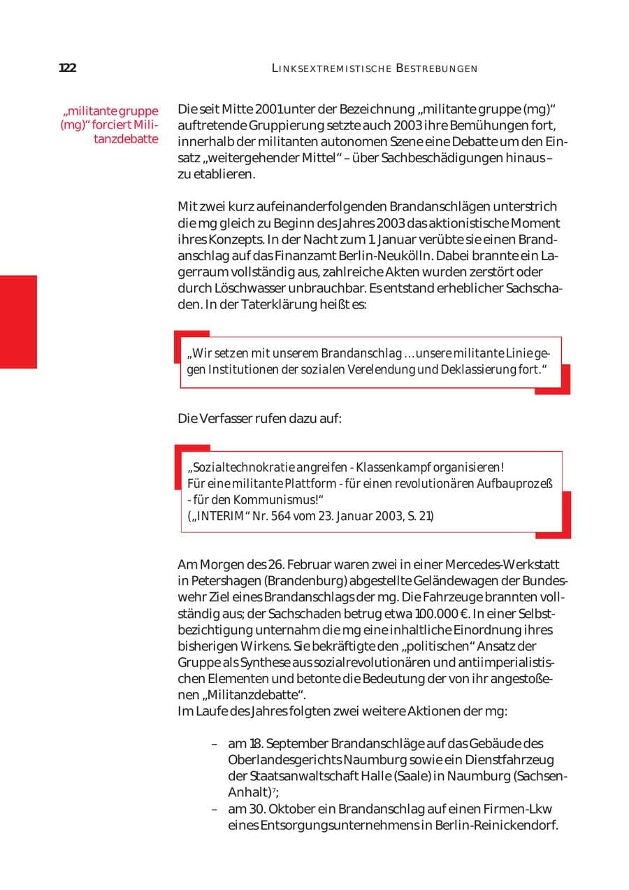 Seite 123 des Verfassungsschutzbericht 2003 Bund