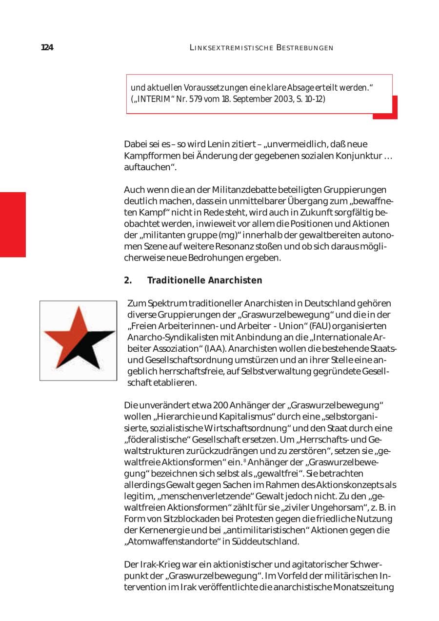Seite 125 des Verfassungsschutzbericht 2003 Bund