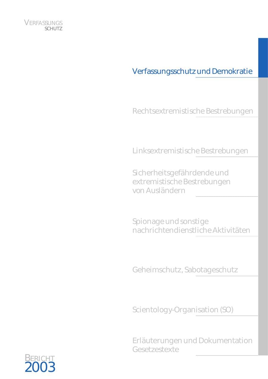 Seite 14 des Verfassungsschutzbericht 2003 Bund
